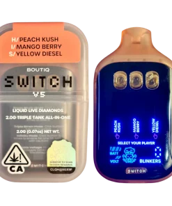 Boutiq Switch V5 – Peach Kush (Hybrid) X Mango Berry (Indica) X Yellow Diesel (Sativa)